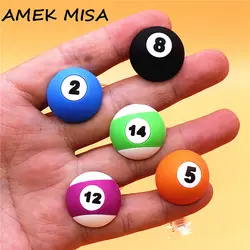 Original 1pcs Billiards Shape PVC Shoe Charms Accessories 3D Black 8 Blue 2 Orange 5 Balls Jeans Pins Upper Decorations Buckle
