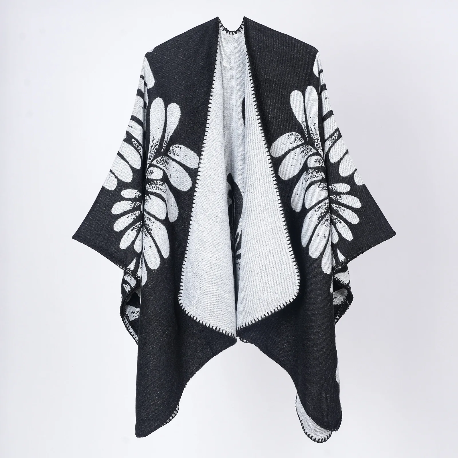 Elegant Festival Outerwear Women's New Style Celebration Print Series Versatile Beautiful Cowl Neck Wrap Polyester Fiber