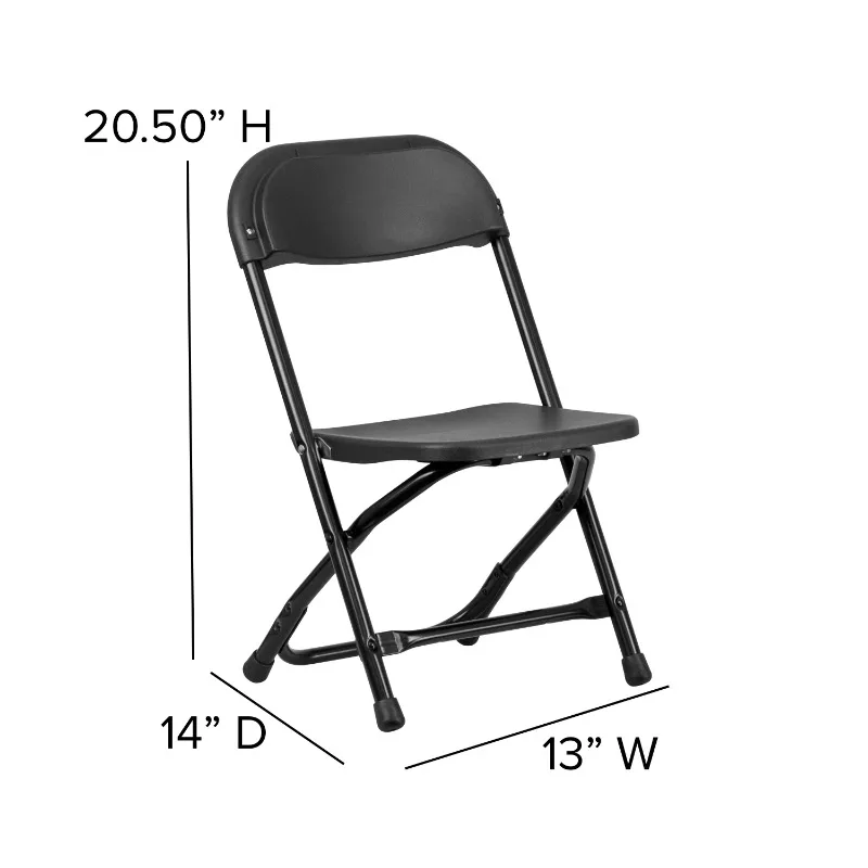 Kids Black Plastic Folding Chair, chairs,13"W x 2.25"D x 25"H