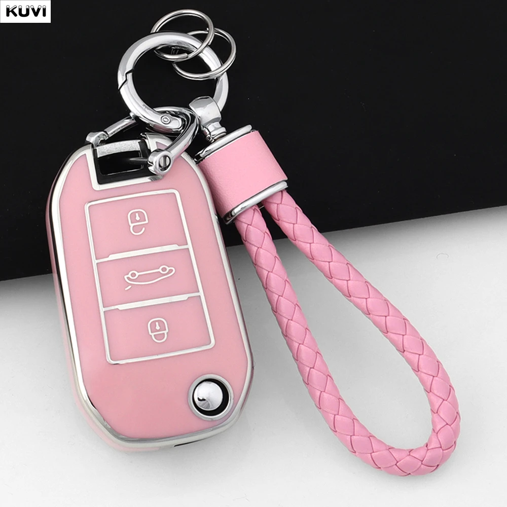 New TPU Car Key Case Cover For Peugeot 208 308 408 508 2008 3008 4008 5008 For Citroen C3 C4 CACTUS C6 C8 Protected Shell Fob