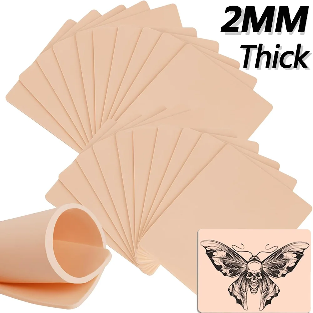 2MM Tattoo Practice Skin Silicone Tattoo Fake Skin Dual-Sided Training Skins for Tattoo & Makeup Practice Tattoo Accessories