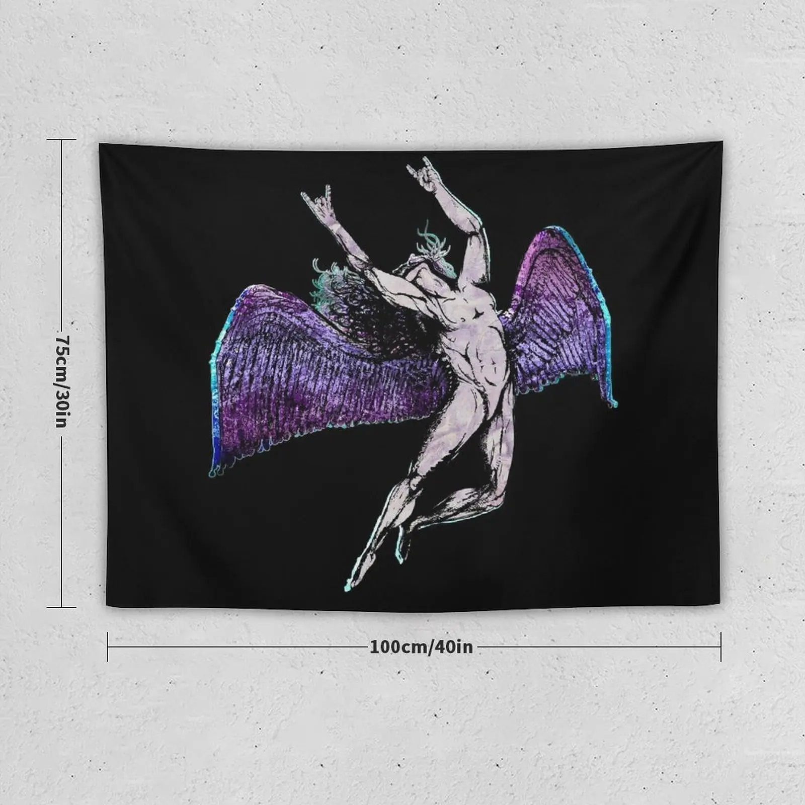 ICARUS THROWS THE HORNS - purple overdose *awesome UNLISTED designs in my portfolio* Tapestry Funny Tapestry