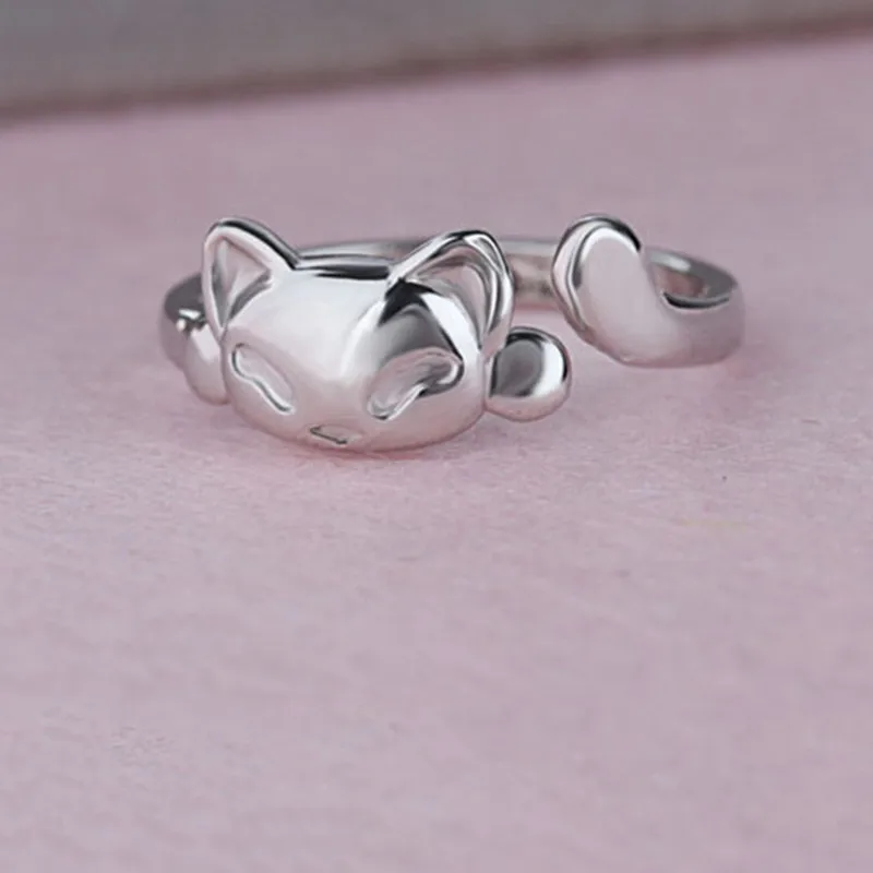 Fashion Cute Fox Rings Lovely Animal Funny Party Finger Rings for Women 925 Sterling Silver Jewelry Fast Shipping