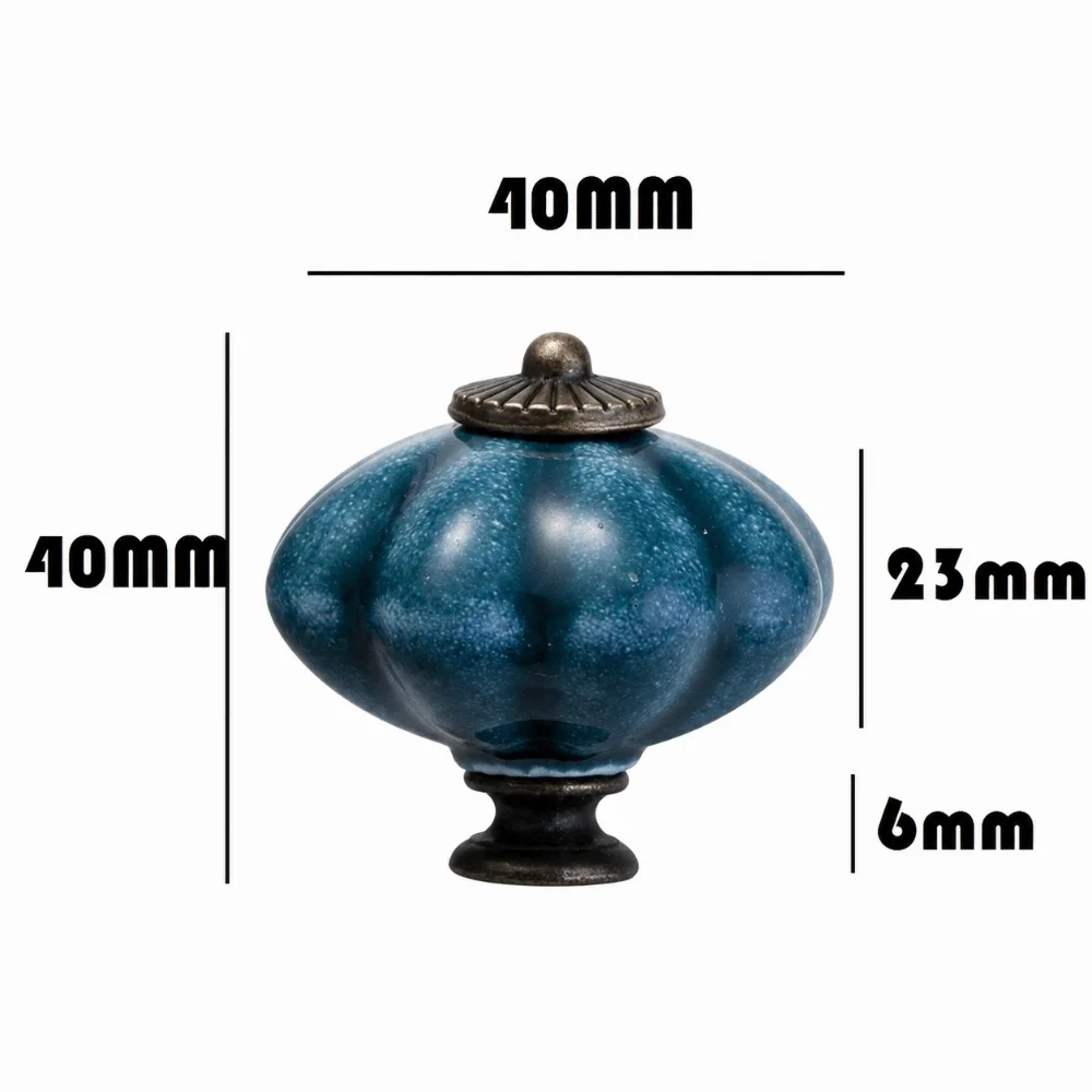 Gifts Ceramic Drawer Pulls Floral Pattern Vintage Style Furniture Knobs Pumpkin Shape Cabinet Door Knobs Cabinet Hardware