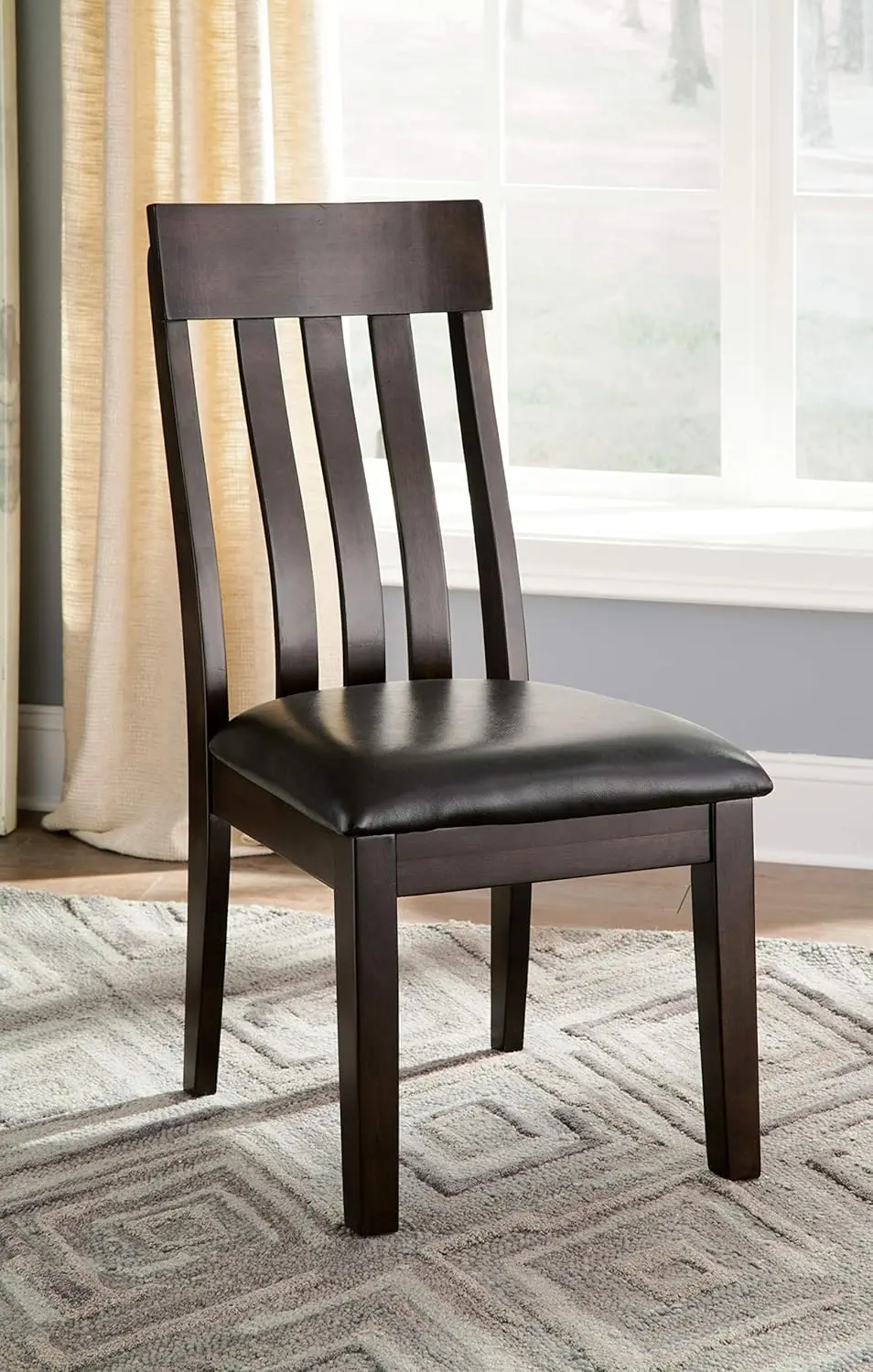 Design by Ashley Haddigan Faux Leather Cushioned Rake Back Dining Chair, 2 Count, Dark Brown