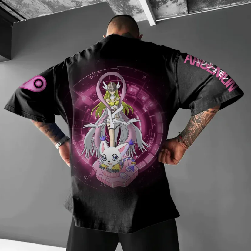 

Мужская и женская футболка с короткими рукавами и принтом персонажей пеиферийных персонажей аниме Pokémon Digital, свободная модная футболка