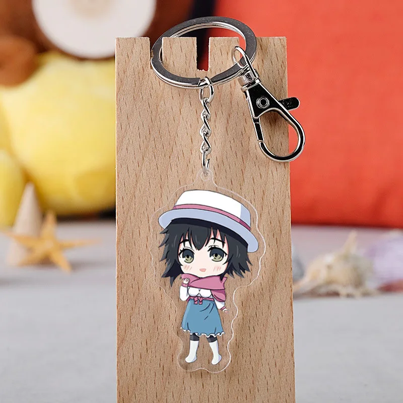 Anime Steins Gate Keychain Cartoon Figure Makise Kurisu Labmen Acrylic Pendent Keyring Cartoon Anime Cute Keychain Wholesale