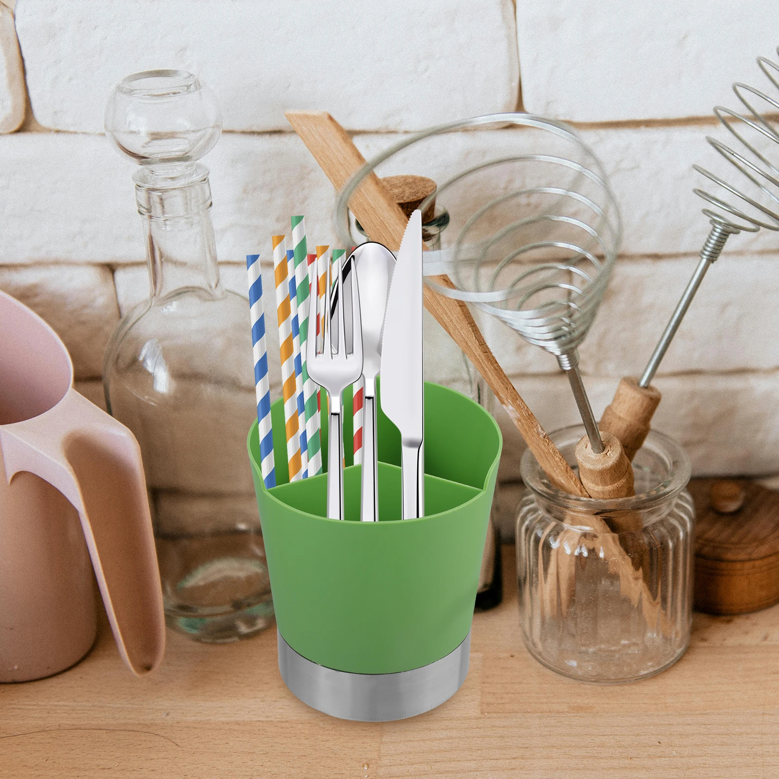 

Cutlery Dispenser Kitchen Utensil Holder for Countertop Coffee Stirrer Storage Tableware Bucket Straw Chopstick Bar Household