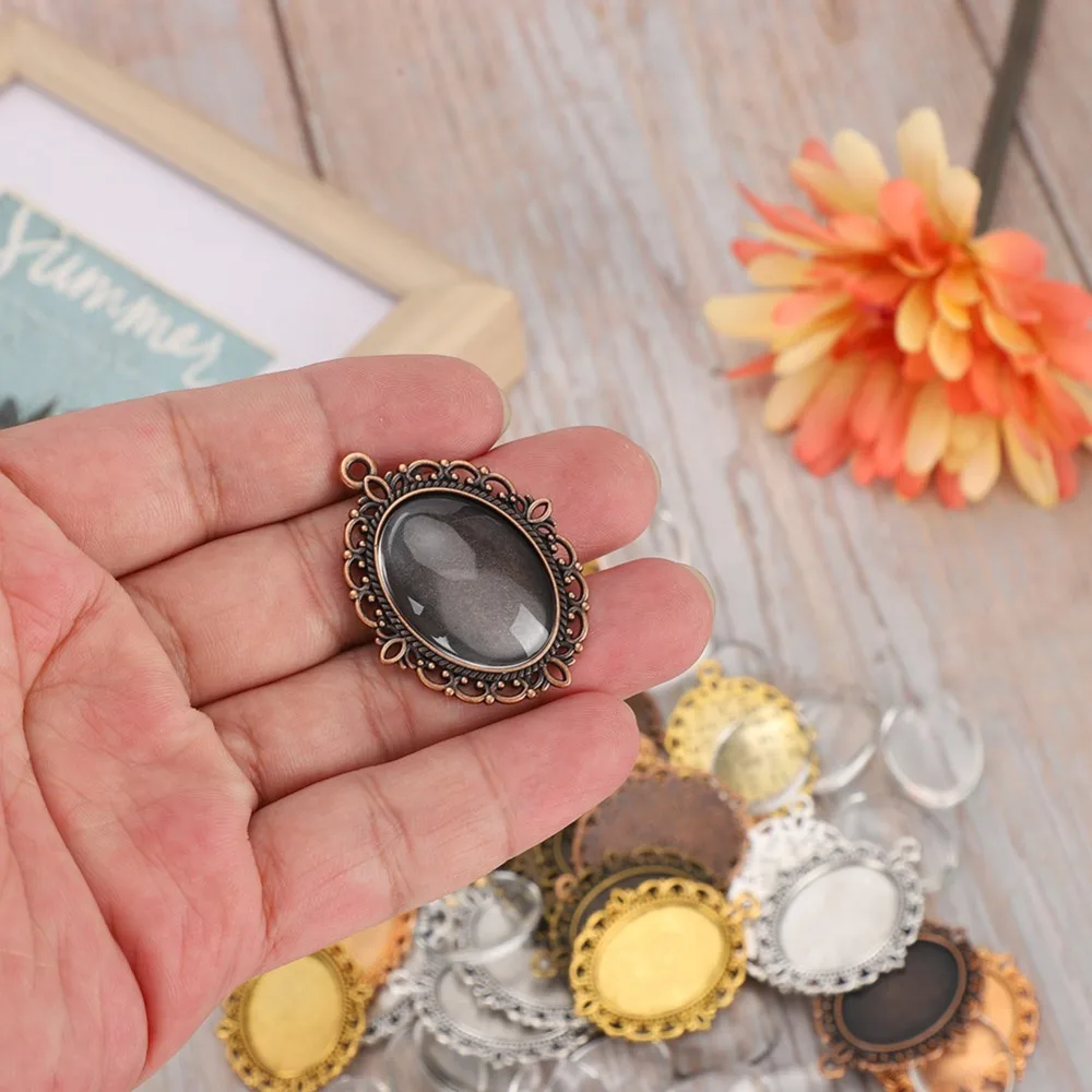 

60 шт. Простые в использовании металлические и стеклянные основы для кулонов 3,5 х 3 см, разные цвета, основы для кабошонов, держатели для подвесок, для изготовления ювелирных изделий