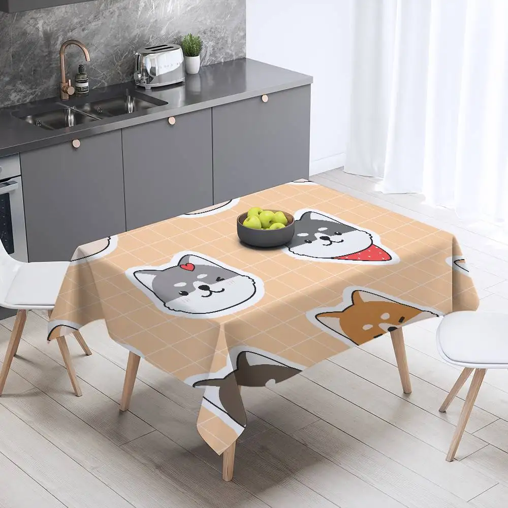 Cartoon Dog Print Tablecloth - Cute Design For Home Kitchens, Dining Rooms & Patios