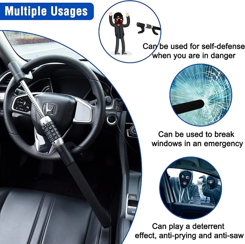 Car Steering Wheel Anti-theft Coded Lock Steering Wheel Retractable U-shaped Safety Lock Universal Auto Supplies