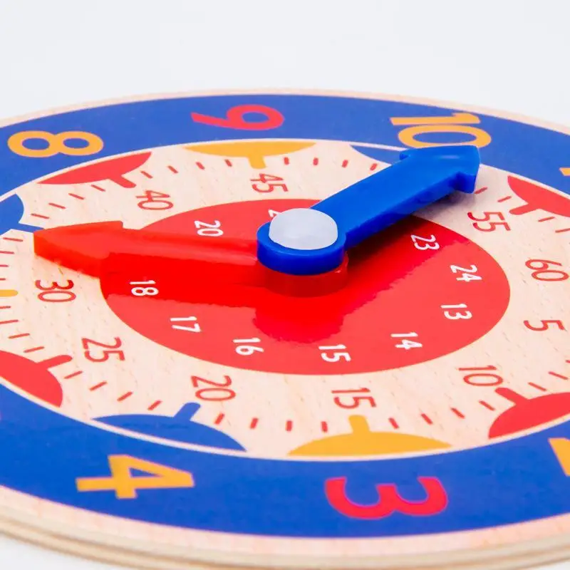 

Children Wooden Teaching Clock With Adjustable Hands Bright Colors For Toddlers Early Time Learning Home Use