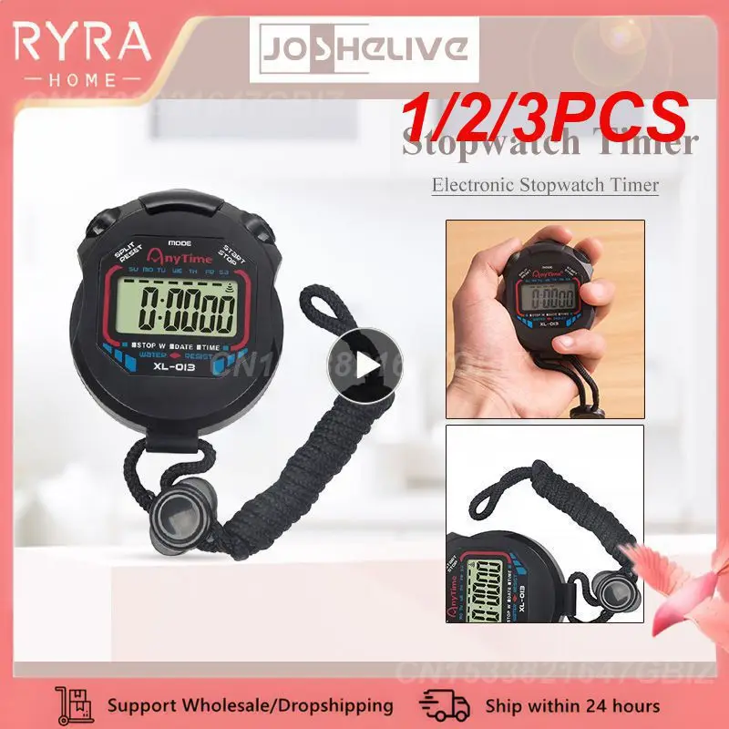 

1/2/3PCS Kitchen Timers Classic Digital Professional Handheld LCD Chronograph Sports Stopwatch Timer Stop Watch With String