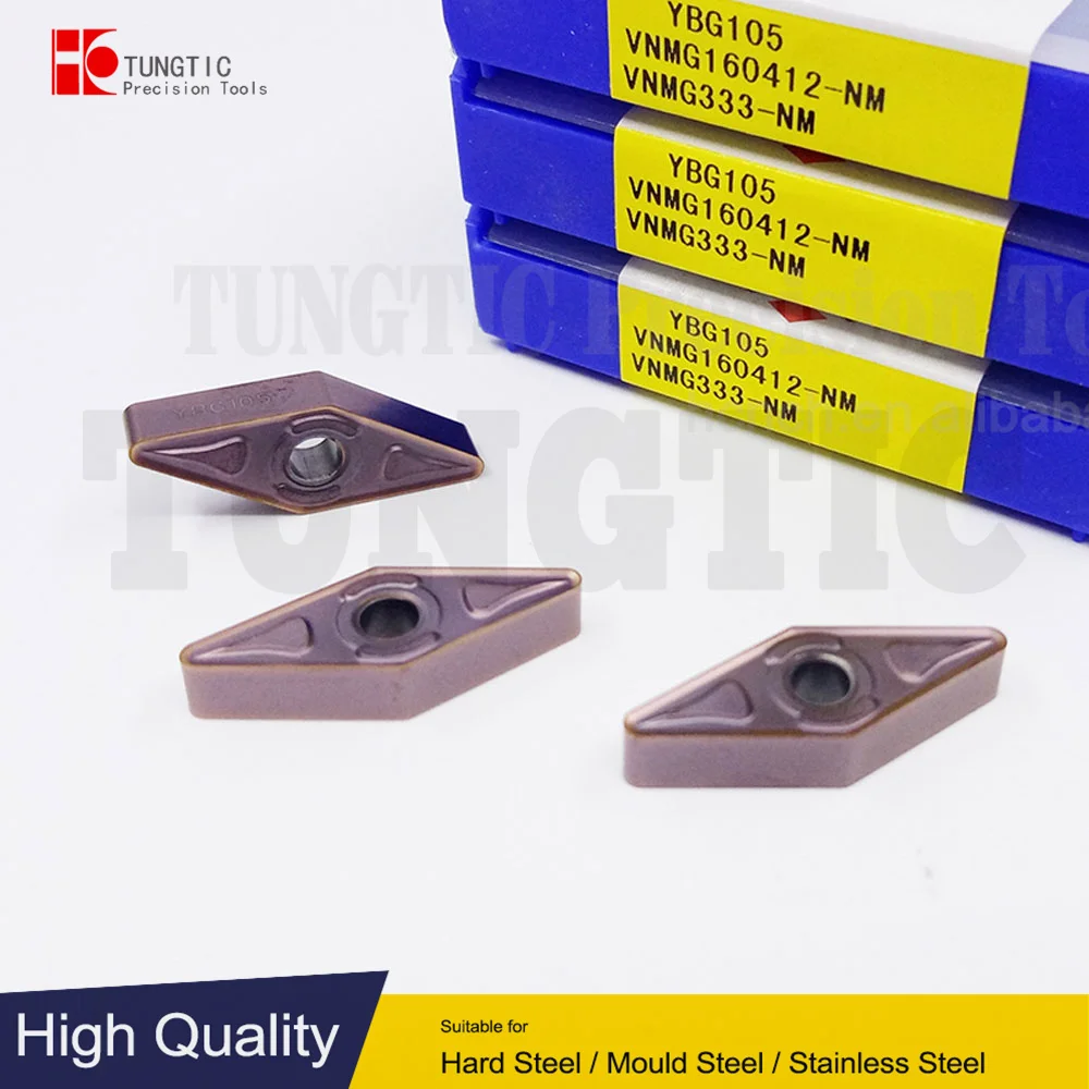 

VNMG160412-NM YBG105 VNMG333-NM VNMG 160412 NM Твердосплавные токарные пластины Режущие инструменты для токарных станков для получистовой обработки