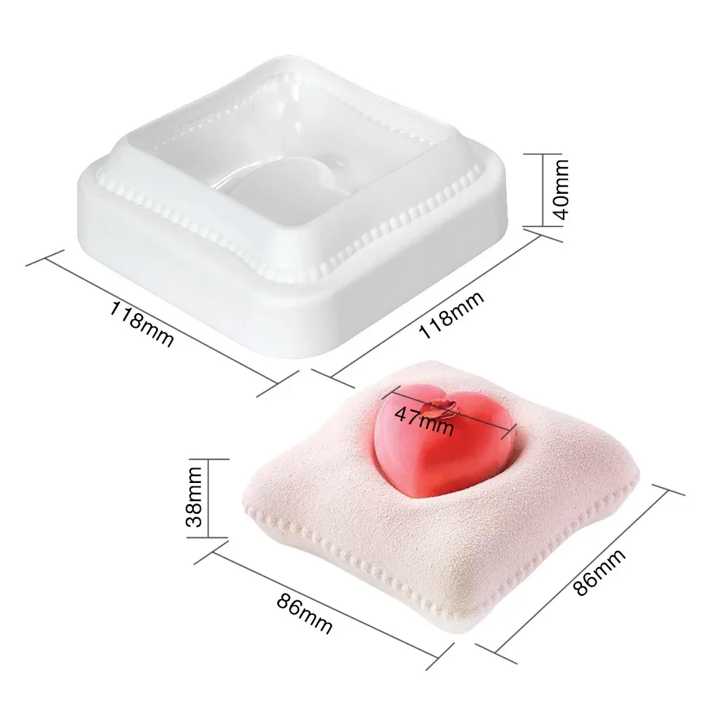 Valentine's Day Single Love Pillow French Mousse Cake Mold, heart pillow chocolate silicone baking kit