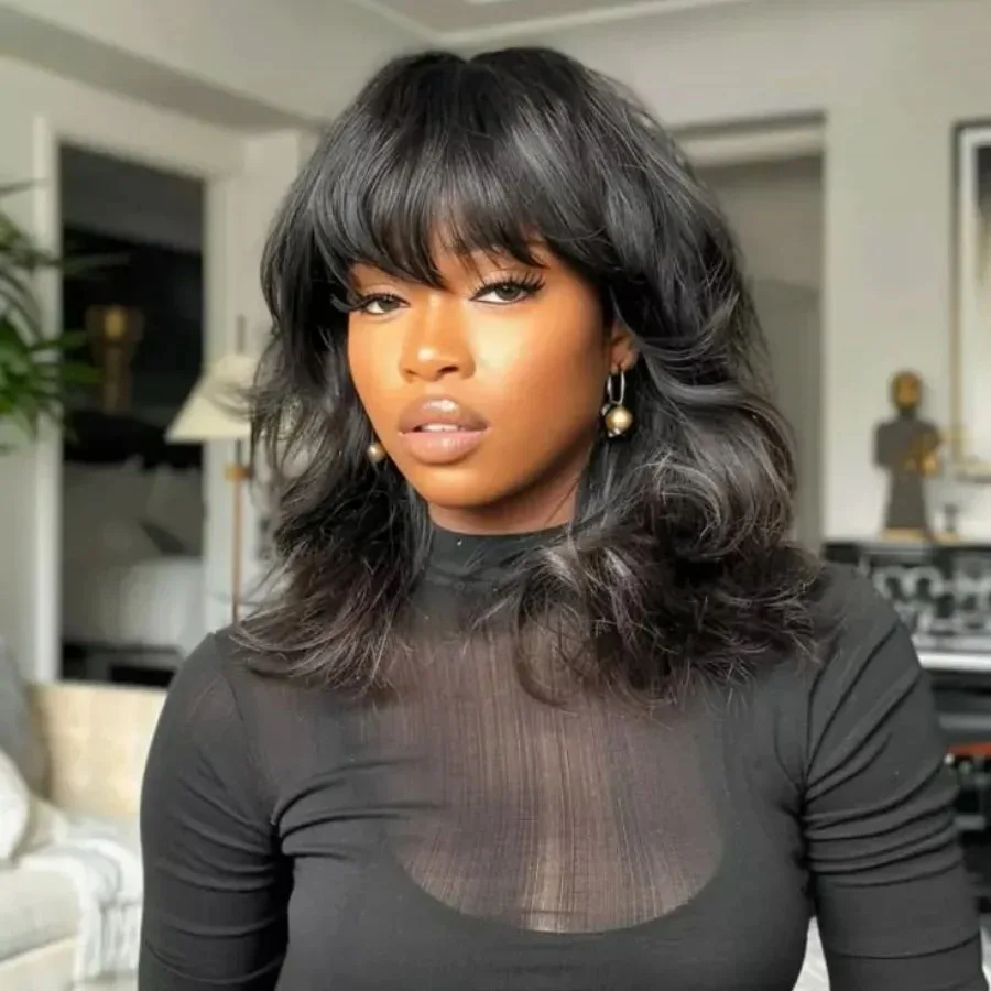 Short Bob Wigs Body Wave Wig With Bangs Human Hair 3X1 Middle Part Lace Brazilian Full Machine Made Fringe Bob Wig 10 16Inch