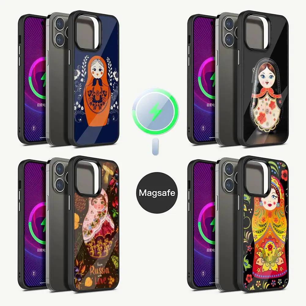 

Russian Nesting Doll Cartoon Phone Case For iPhone 16,15,14,13,12,11,Pro,Max,Plus,Mini,Magsafe,Magnetic Wireless Charging Case