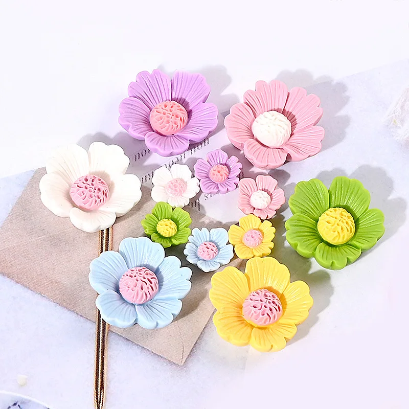 20pcs Resin Daisy Folower DIY Craft Jewelry Making Material Flat Back Cabochon Handmade Decoration Hair Ornament Supply Acrylic