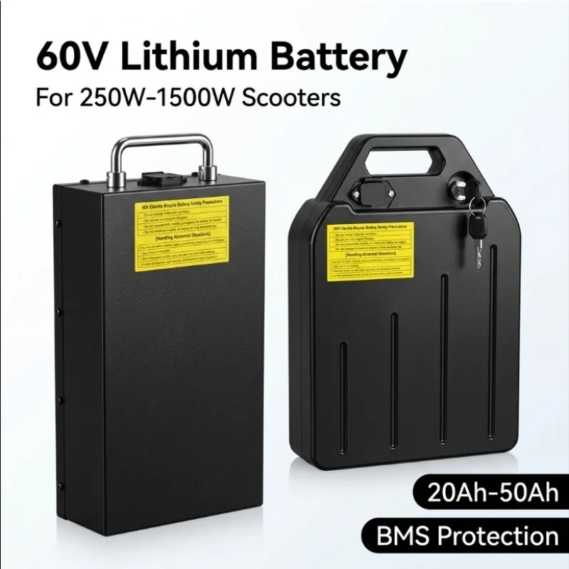 Built-in Lock 60V Waterproof Lithium Battery, 20Ah-50Ah, for 250W~1500W Citycoco Harley Scooter, 67.2V Charger Included