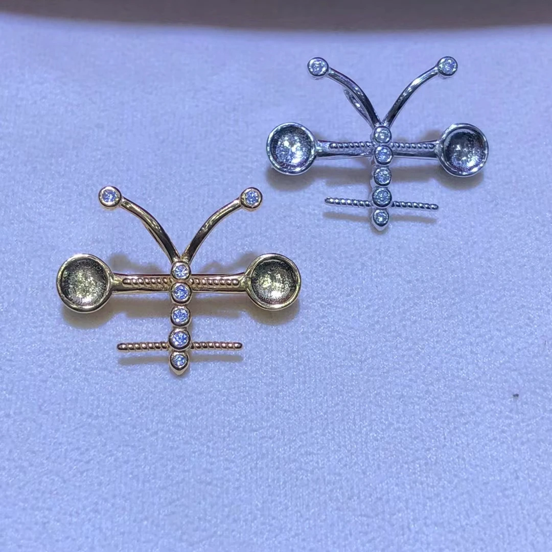 Butterfly 925 Sterling Silver Brooch Pendant Mount Base Mountings Findings Parts Fittings Accessories for Baroque Pearls Beads