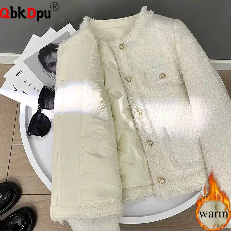 

Женская элегантная утепленная верхняя одежда, корейская мода, пуховые хлопковые куртки с круглым вырезом и длинными рукавами, зимние теплые Chaquetas Blusas с длинными рукавами