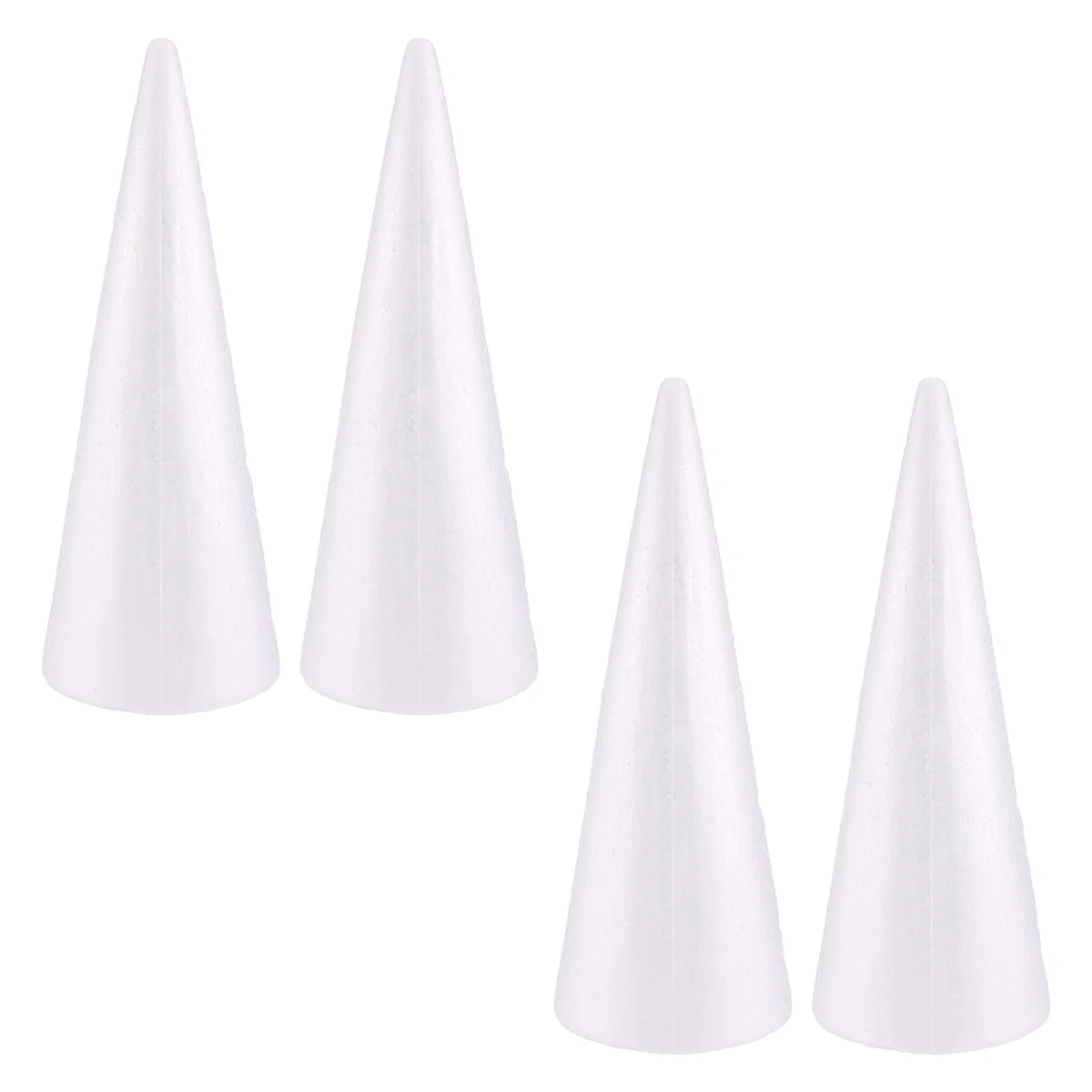 Foam Tree Cones for DIY Crafts, White Polystyrene Art Supplies (4.5 x 13.5 In, 4 Pack)