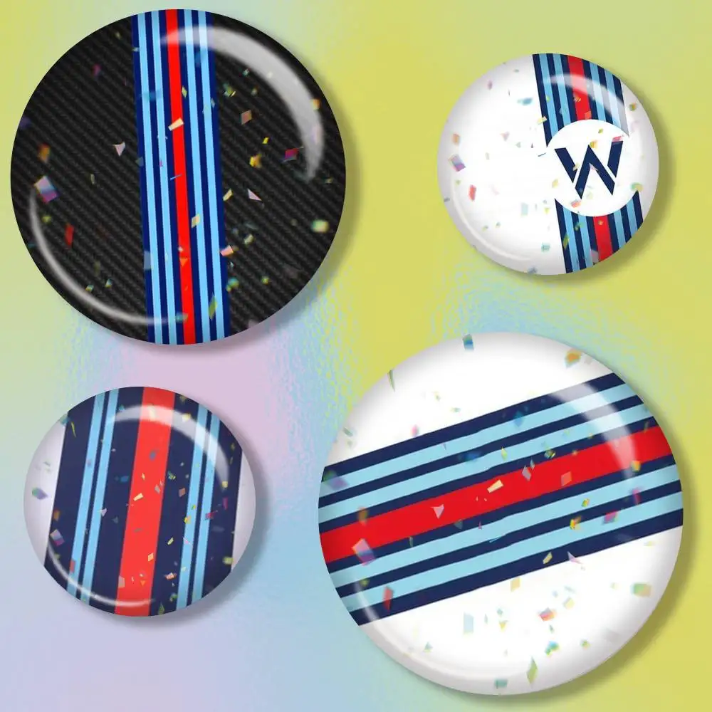 M-Martini Racing Horizontal Stripe  Tin badges in 25/32/44/58/75mm, brooch pins for accessories & gifts,Souvenir.