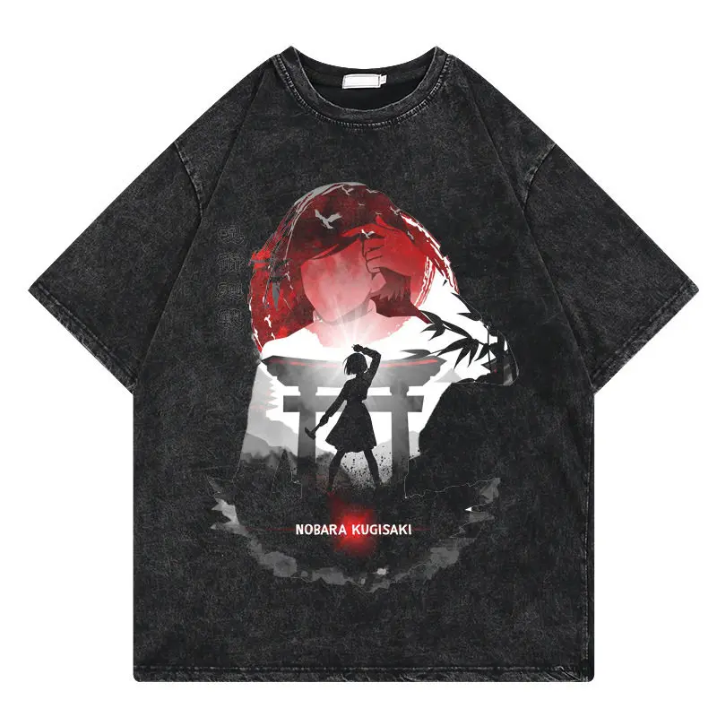 

Jujutsu Kaisen Nobara Kugisaki 2026 Summer Men Women Cotton T Shirt Vintage Washed Oversized Streetwear Anime Print Casual Tops
