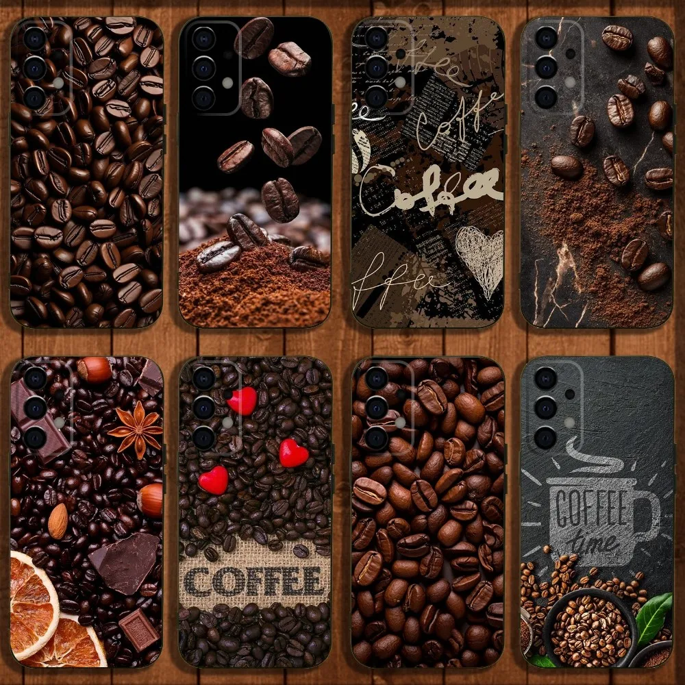 

Coffee Beans Phone Case For Samsung Galaxy A13,A21s,A22,A31,A32,A52,A53,A71,A80,A91 Soft Black Cover
