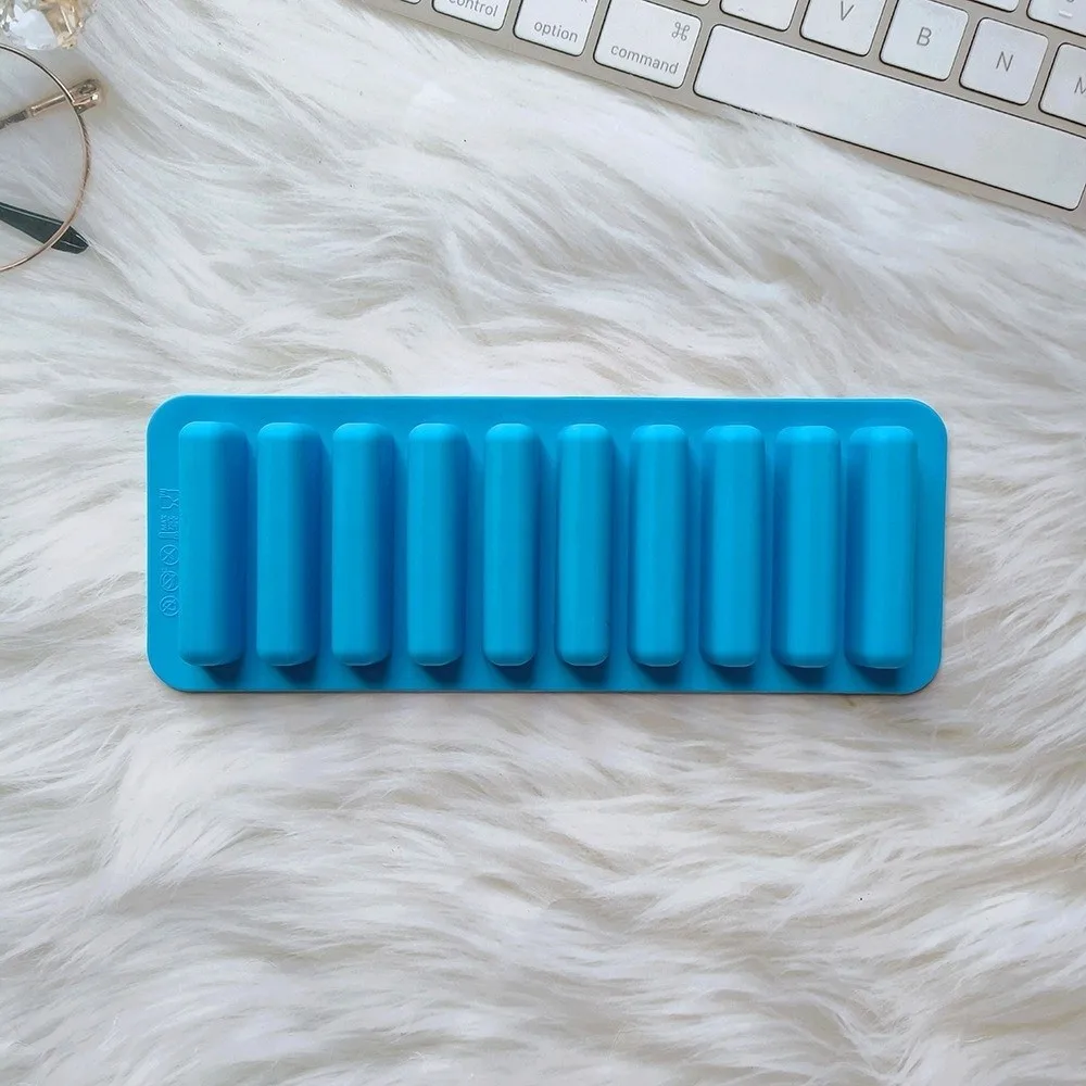 2pcs Long Strip Silicone Baking Mold Finger Shaped Non Stick Chocolate Bar Mold 10 Cavity DIY Rectangular Silicone Mold