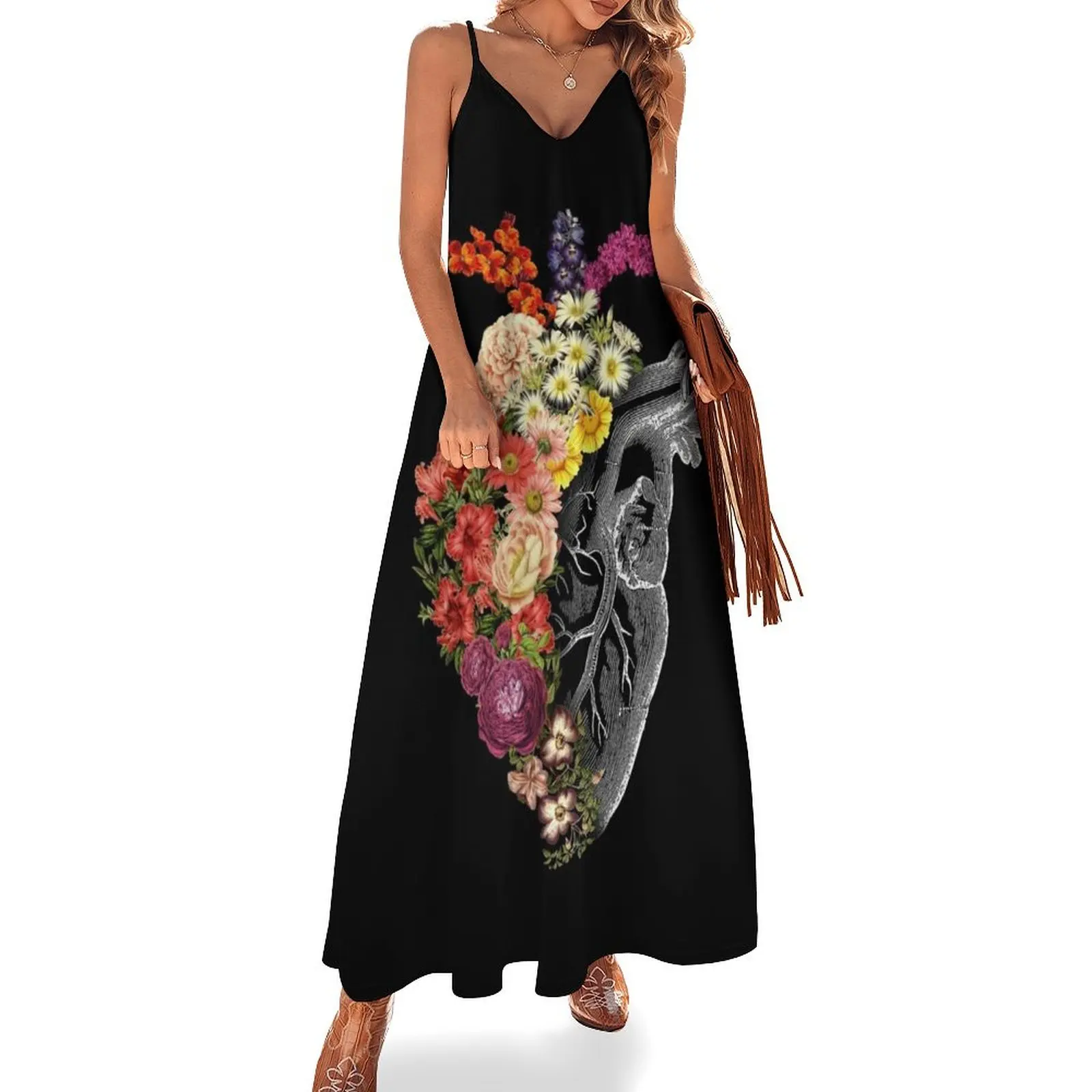 

Flower Heart Spring by Tobe Fonseca Sleeveless Long Dress dress women elegant luxury evening dress ladies