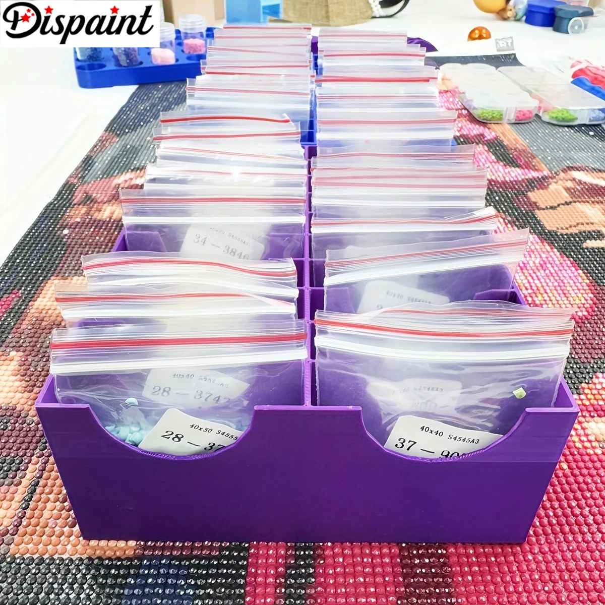 Dispaint 3D Diamond Painting Drill Bag Storage Box, 20/10/5 grids Art Ziplock Bags Organize Storage Embroidery Tools Accessories