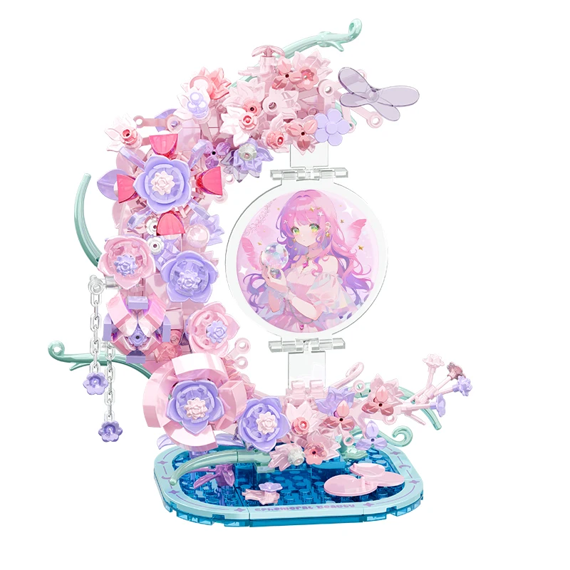 

FUNILY Flower Mirror & Butterfly Elf Building Blocks, Romantic Floral Decor Bricks, DIY Assembly Gift for Girls