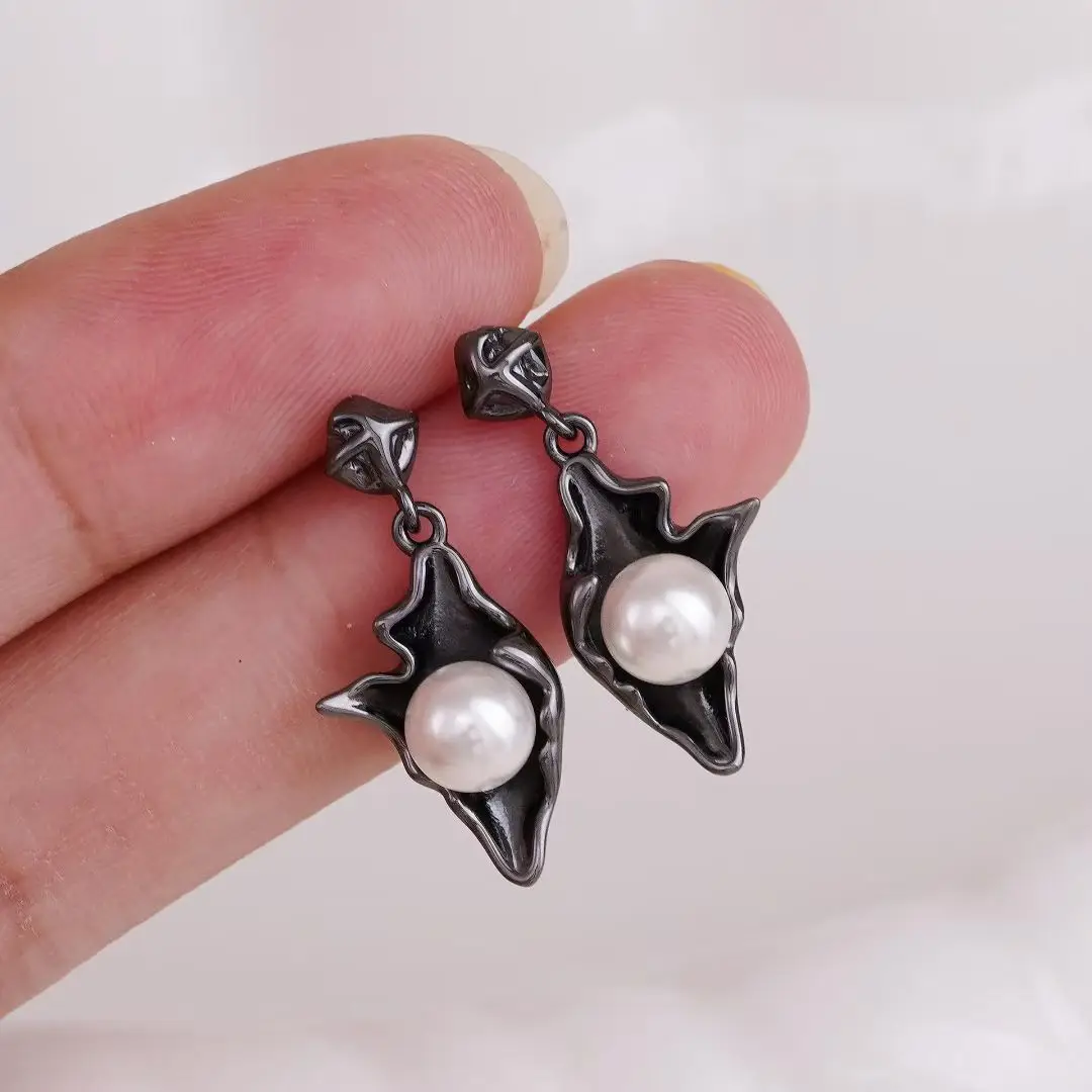 

S925 Sterling Silver Earrings Base Findings Mountings Jewelry Mounts Fittings Accessories for 4-5mm Pearls 3 pairs/lot