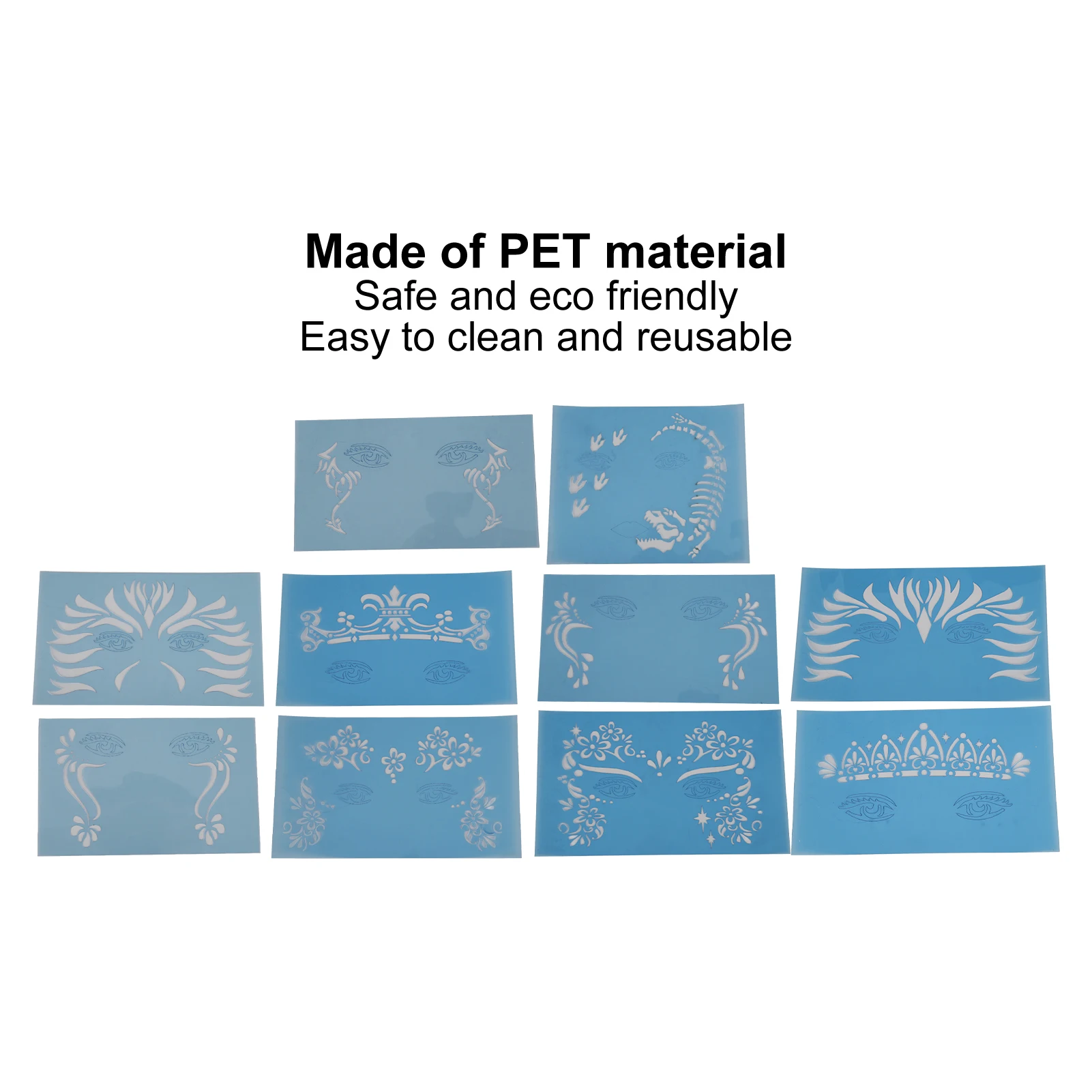 Stencil per pittura per il viso da 10 fogli PET Holiday Halloween Makeup Modello per pittura per il viso per stencil per il viso per spettacoli teatrali