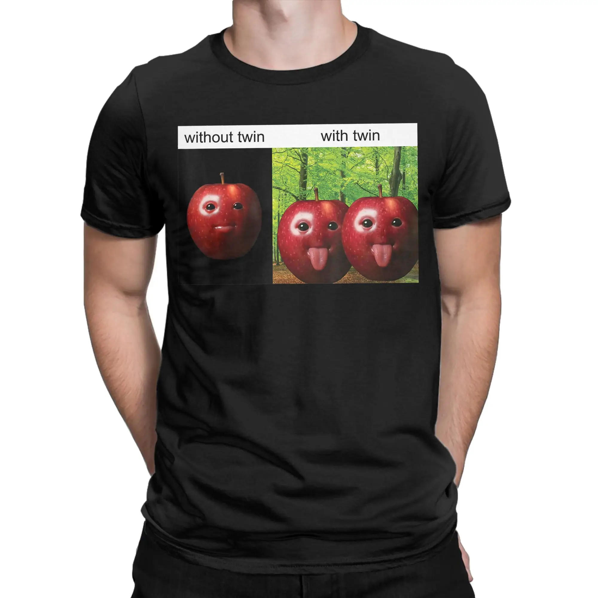 AI Apple gen z Meme BrainRot Humor Tongue Out Men T Shirts  Leisure Tee Shirt Short Sleeve T-Shirts Pure Cotton Summer Tops