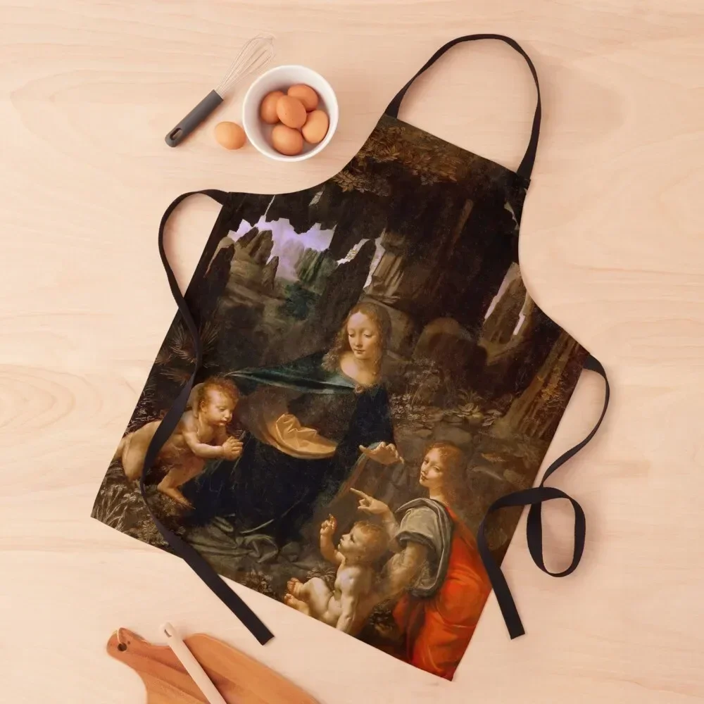 

Leonardo da Vinci The Virgin of the Rocks (Louvre) Apron innovative kitchen and home items Waterproof women Trim Cloth Apron