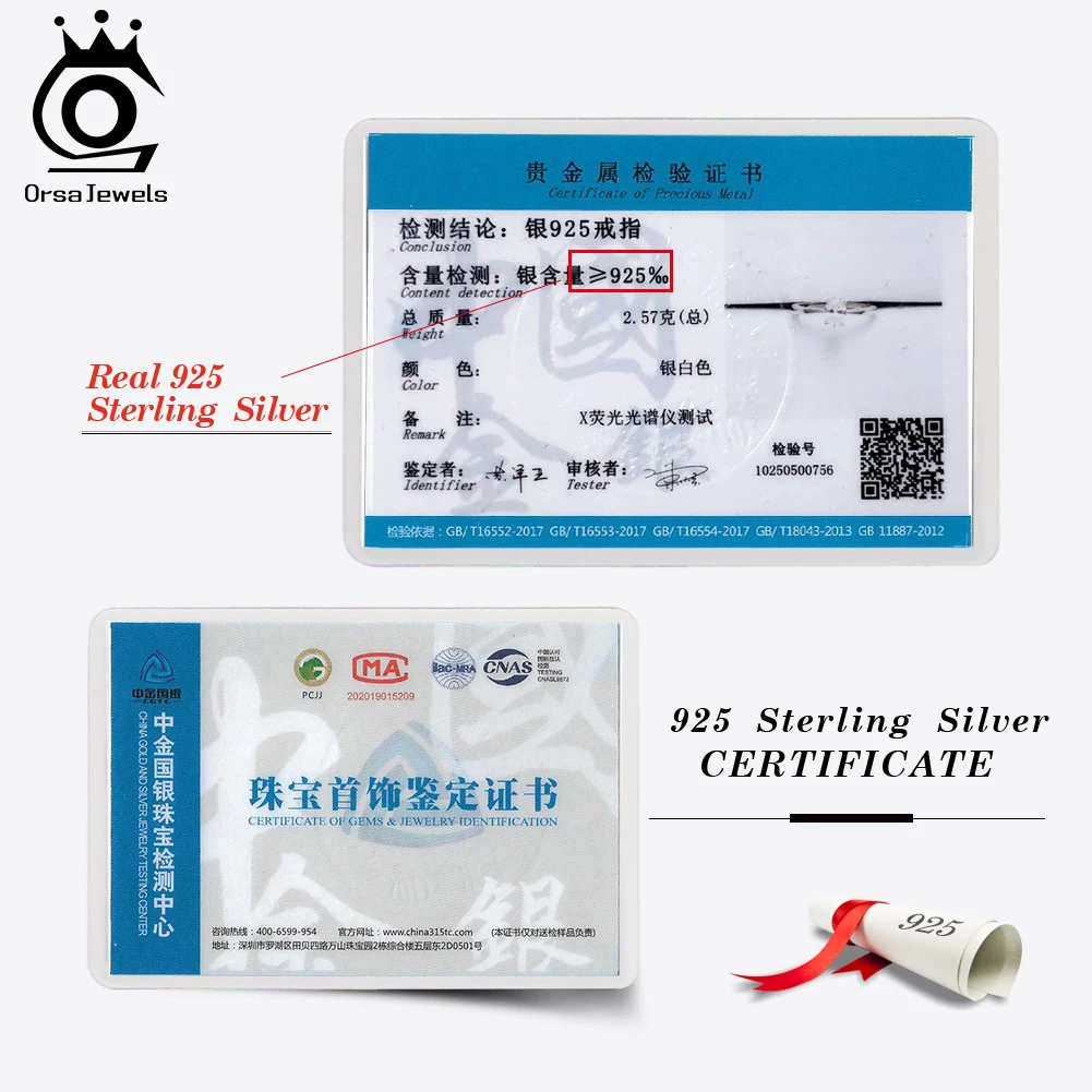 ORSA JEWELS Classic D Color VVS Moissanite Diamand Wedding Rings for Women 925 Silver Engagement Inlaid Bridal Jewelry SMOR01