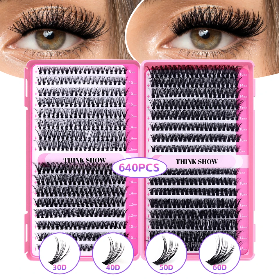 DIY Wimpernverlängerung Mix Styles Wimperncluster individuell mit Bond & Seal Remover Pinzette Wimpernbürste für selbstzutragendes Make-up