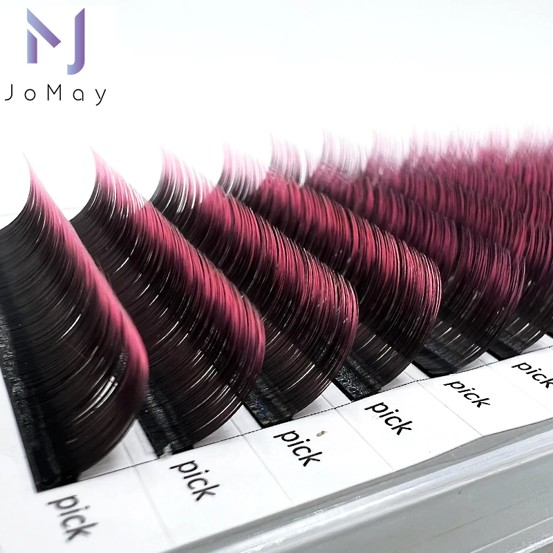 Jomay Ombre Colored Eyelash Extension Individual Lashes Faux Mink Classic Red Green Brown Blue Purple Lash Professional Supplies