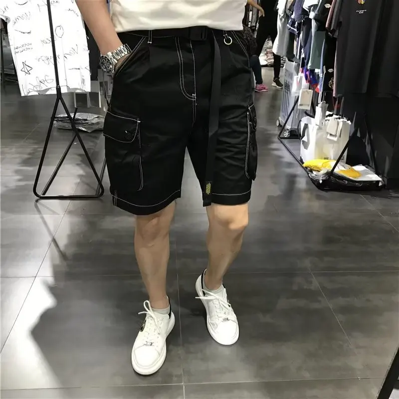 

Летние мужские камуфляжные свободные дышащие спортивные модные брюки 5 точек с большими карманами