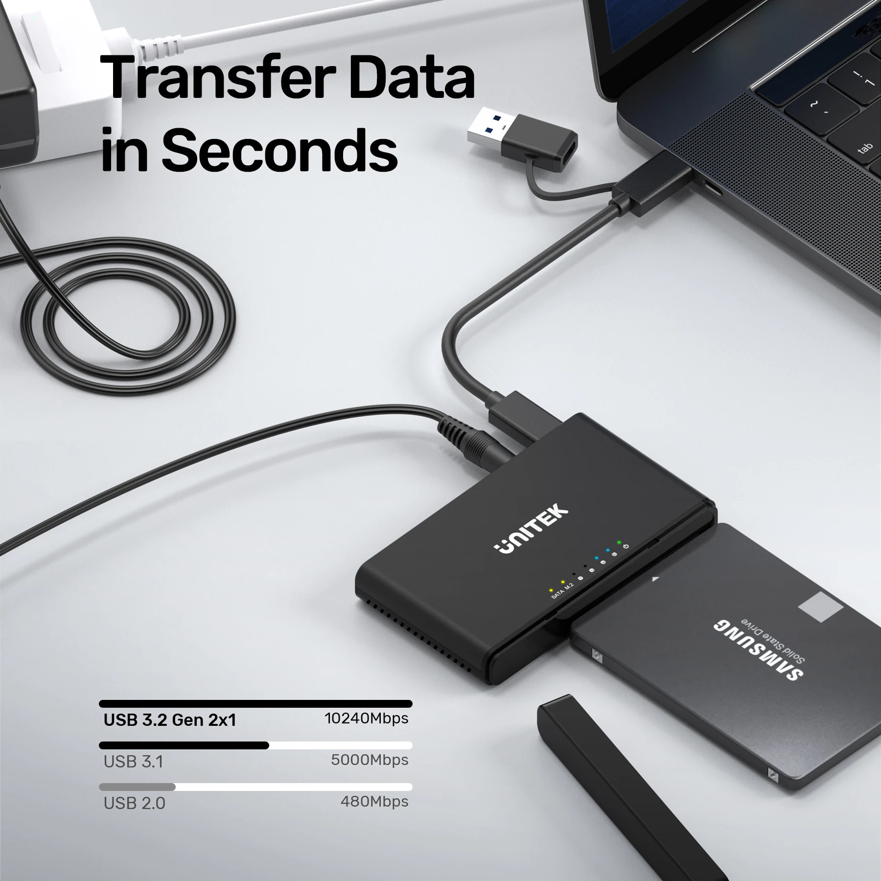 Imagem -03 - Adaptador de Disco Rígido Sata Gabinete Externo Clone Docking Station Suporte em 10gbps 3.1 Gen2 Ide