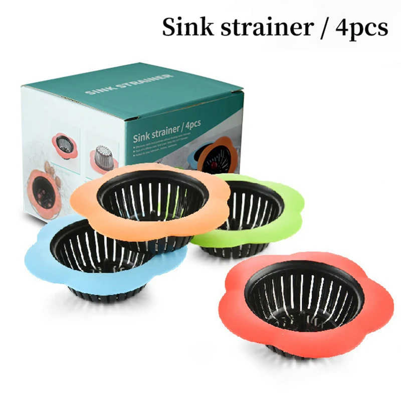 

4pcs/Set Flower Shaped Sink Filter,Plastic Sink Strainer,Bathroom Washroom Kitchen And Lavatory Sink Drain Strainer,Hair Catcher