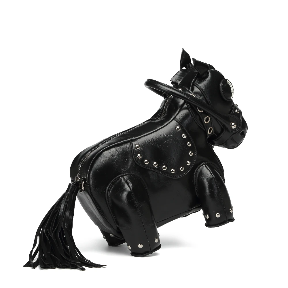Fashionable and personalized design, pony shaped three-dimensional handbag, cute splicing, single shoulder diagonal cross bag