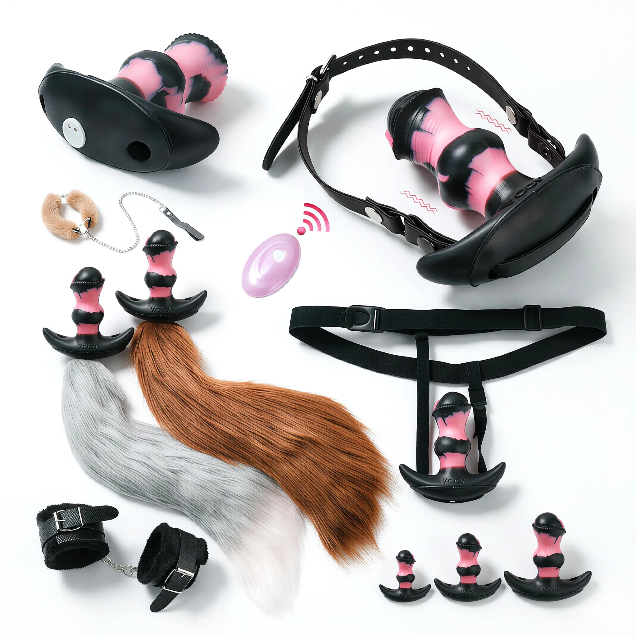 SHAZ Soft Silicone Anal Plug Kit, Multi-piece Adult Interactive Accessory Set, Beginner Friendly Private Play, 10 Modes Vibrator