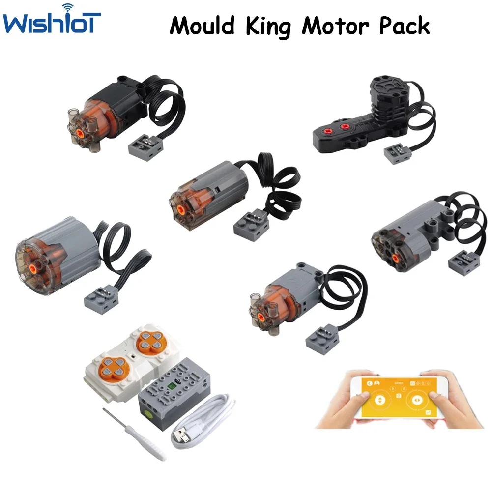 MOULD KING APP Remote Controller Motorized Car Parts M L XL Servo Motor Buggy Motor MOC Building Blocks 8883 88003 8882 88004