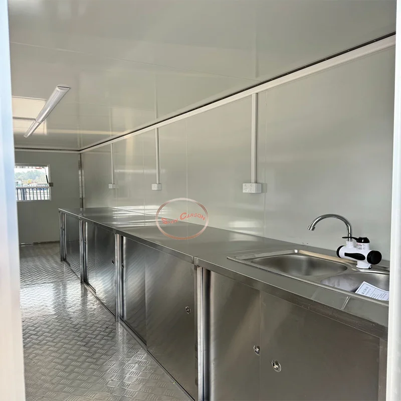 مقطورة طعام خارجية، جسم رئيسي، أحمر ساطع، لافتة للنظر، مقطورة شاحنة طعام لأعمال تقديم الطعام #4