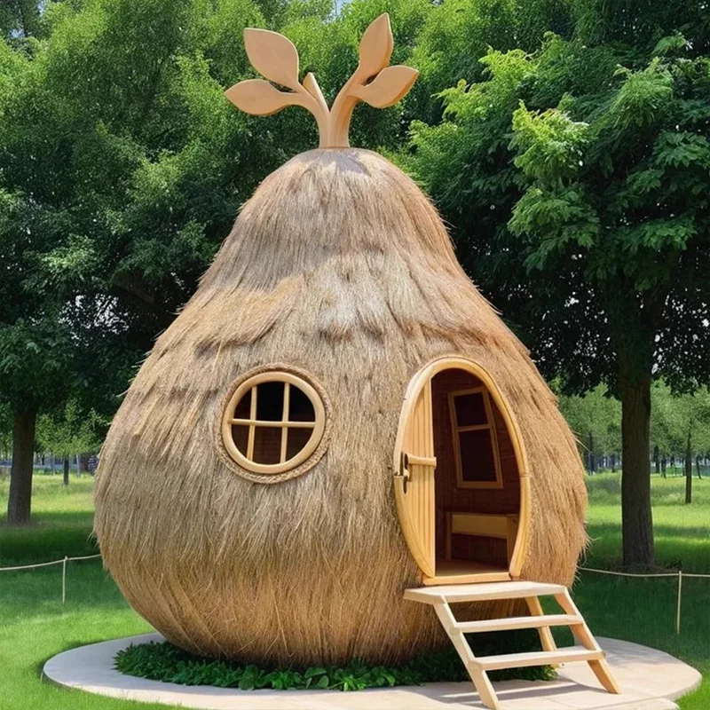 Outdoor wooden house gazebo new Chinese rattan Internet celebrity garden assembly shade