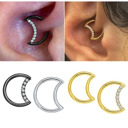 G23 Titanium Nose Rings Moon Daith Rook Piercing Earrings Jewelry Tragus Helix Cartilage for Women 16G