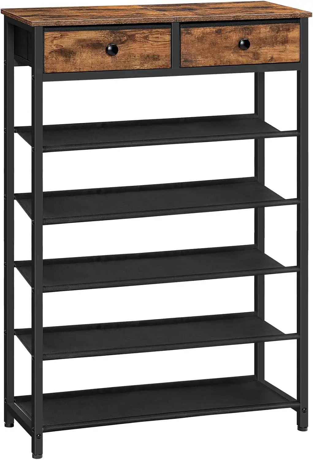 

Shoe Rack, 6 Tier Shoe Storage Organizer with 2 Non-Woven Drawers, 15-20 Pairs of Shoes for Entryway, Shoe Shelf with 5